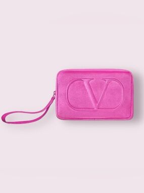 Fuchsia-Pink Valentino Beauty (Velour) Cosmetic-Makeup Bag